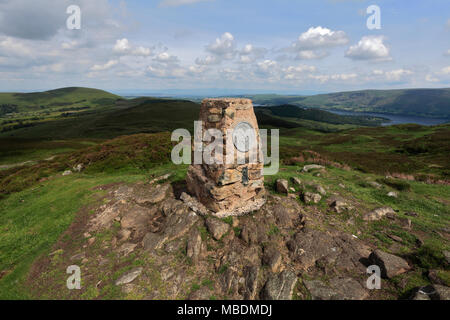 OS trig point on the summit of Gowbarrow fell, Lake District National Park, Cumbria County, England, UK Stock Photo