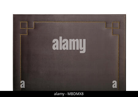Grey brown soft velvet bed headboard isolated on white background, front view Stock Photo