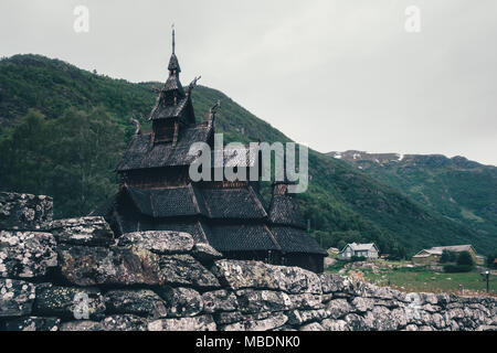 Old wooden Borgund Stave Church Stock Photo