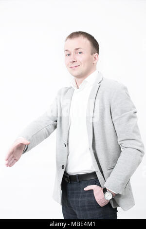 business and office concept - businessman shaking hands each other Stock Photo
