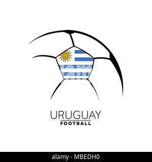 Soccer football minimal design with Uruguay flag Stock Vector