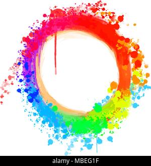 Colorful painted background circle . Beautiful hand drawn backdrop. Usable for website, social media and print decoration. Stock Vector