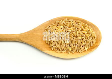 A spoon of wheat on white Stock Photo