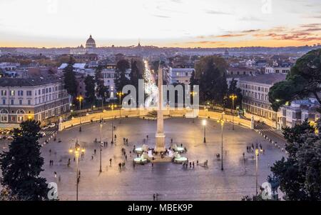 Piazza del popolo at sunset, Rome Stock Photo