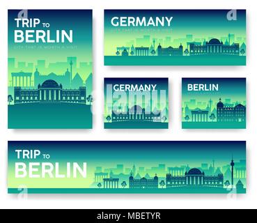 Germany landscape vector banners set. Vector design illustration  Stock Vector