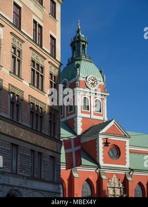 Clock tower of St James Church, Stockholm, Sweden Stock Photo