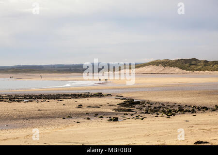 Bamburgh Beach looking towards Seahouses along the Northumberland Coast in Engand UK Stock Photo