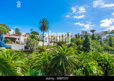 View of Icod de los Vinos town with Canarian colorful houses, Tenerife, Canary Islands Stock Photo