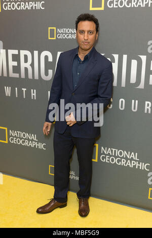 New York, United States. 09th Apr, 2018. Aasif Mandvi attends National Geographic presents America Inside Out with Katie Couric at Museum of Modern Art Credit: Lev Radin/Pacific Press/Alamy Live News Stock Photo