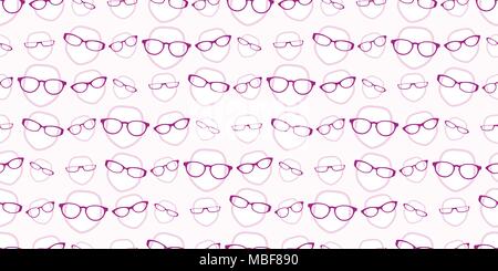 seamless background repeat pattern of female heads wearing glasses Stock Vector