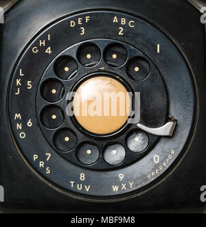 Close-up of a retro rotary telephone dial Stock Photo