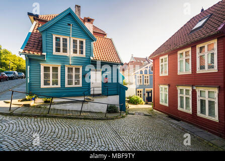 Bergen Norway, the old town with painted wooden houses Stock Photo