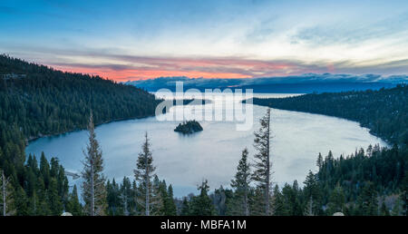 Sunrise at Emerald Bay on Lake Tahoe, Sierra Nevada, California, USA