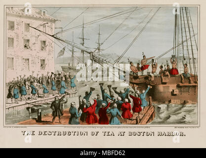 Destruction of Tea in Boston Harbor Stock Photo