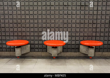 Empty seats on the metro station Stock Photo