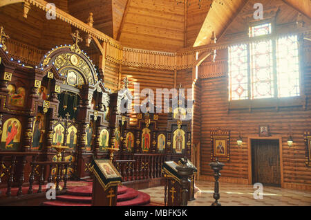 Russian Orthodox church interior in Volga Manor, Harbin Stock Photo