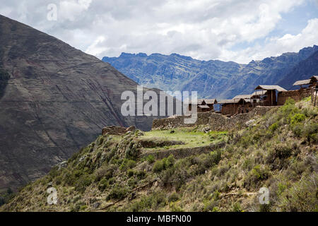 View at Inca ruins in Sacred Valley at Pisac, Peru Stock Photo