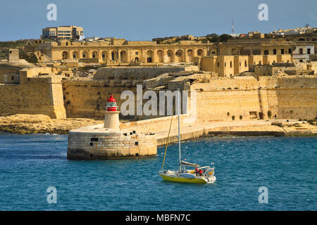 The Grand Harbour also known as the Port of Valletta, is a natural harbour on the island of Malta. Stock Photo