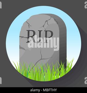 Headstone icon in cartoon style. Funeral ceremony symbol stock vector illustration. Stock Vector