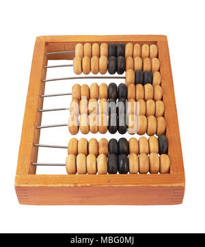 antique wooden abacus isolated on white background Stock Photo