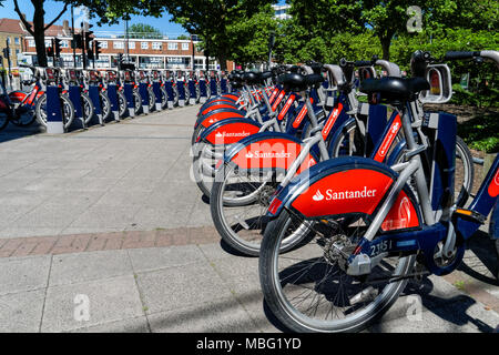 Santander Cycles Hire docking station in London, England United Kingdom UK Stock Photo