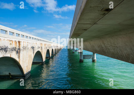 USA, Florida, Ocean water under the Seven Mile Bridge Stock Photo