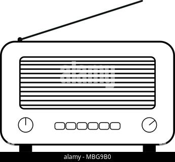 Old and retro style radio. Flat style vector drawing. Radio icon and symbol. Stock Vector
