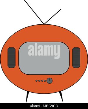 Orange Retro tv vector drawing. Flat style vector. Television icon, symbol isolated on white background, surface. Stock Vector