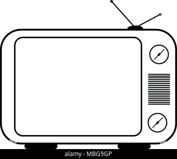 Retro tv vector drawing. Flat style vector. Television icon, symbol isolated on white background, surface. Stock Vector