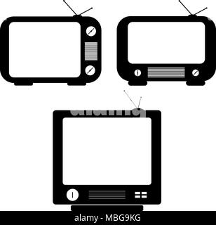 TV vector drawings. Flat style vector. Television icon, symbol isolated on white background, surface. Stock Vector