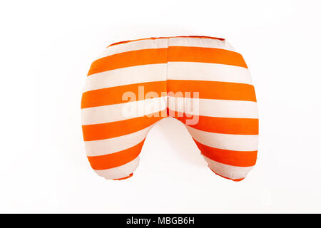 colored striped road travel pillow isolated on white background. Stock Photo