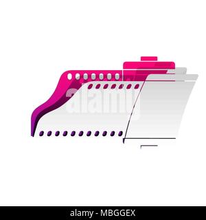 Old photo camera casset sign. Vector. Detachable paper with shadow at underlying layer with magenta-violet background. Stock Vector