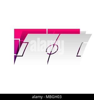 Soccer field. Vector. Detachable paper with shadow at underlying layer with magenta-violet background. Stock Vector