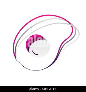 Omelet sign. Flat designed style icon. Vector. Detachable paper with shadow at underlying layer with magenta-violet background. Stock Vector