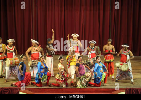 Sangaraja Mawatha Kandy Central Province Sri Lanka Kandyan Cultural Centre Kandyan Dancers and Musicians Stock Photo