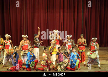 Sangaraja Mawatha Kandy Central Province Sri Lanka Kandyan Cultural Centre Kandyan Dancers and Musicians Stock Photo