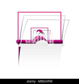 Information Desk sign. Vector. Detachable paper with shadow at underlying layer with magenta-violet background. Stock Vector