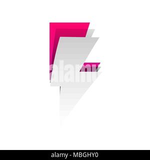 Lightning sign illustration. Vector. Detachable paper with shadow at underlying layer with magenta-violet background. Stock Vector
