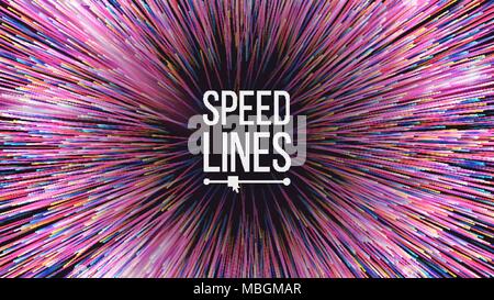 Abstract Speed Lines Vector. Motion Effect. Motion Background. Glowing Neon Composition. Illustration Stock Vector