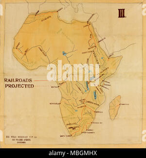 Railroad Map of Africa - 1908 - Projected Routes Stock Photo