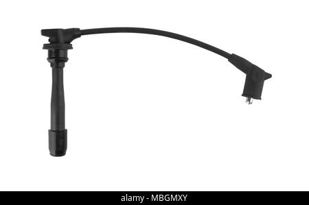 able set spark plug wires isolated on white background Stock Photo