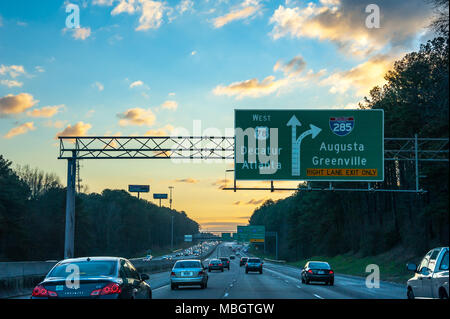 Evening rush hour traffic on Highway 78 in Metro Atlanta, USA. Stock Photo