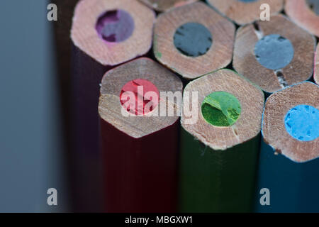 close up  of colored pencils Stock Photo