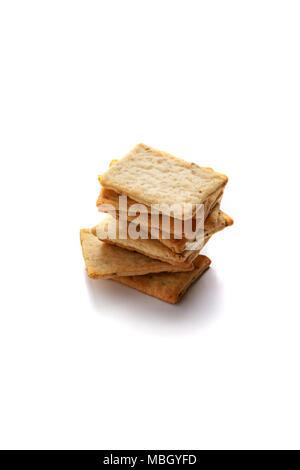 crakers with herbas and salt isolated on white background Stock Photo