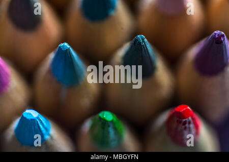 close up  of colored pencils Stock Photo