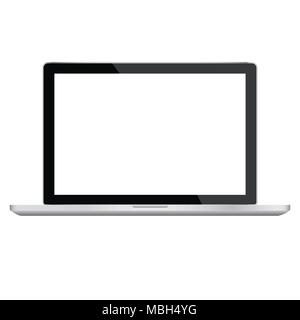 Modern glossy laptop isolated on white vector eps10 Stock Vector