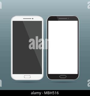 New realistic smartphones mockups with blank screen isolated. Vector illustration. for printing and web element, Game and application mockup. Stock Vector