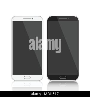 Smartphones. Smartphones black and white. Smartphone isolated. Vector illustration Stock Vector