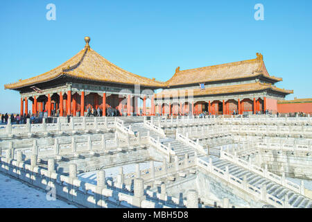 Two big halls in Forbidden City: Zhonghe Hall and Baohe Hall Stock Photo