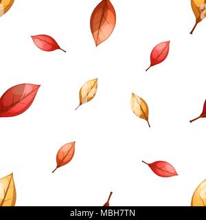 Cartoon leaf seamless pattern. Autumn illustration. Stock Vector
